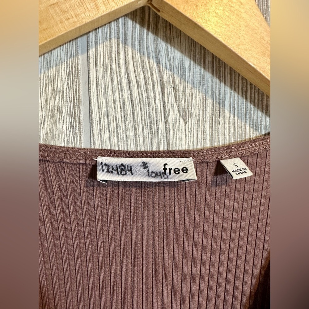 NEW! WILFRED FREE MOCHA BROWN Ribbed Long Sleeve Bodysuit Womens Size Small - Picture 8 of 11